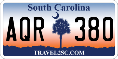 SC license plate AQR380