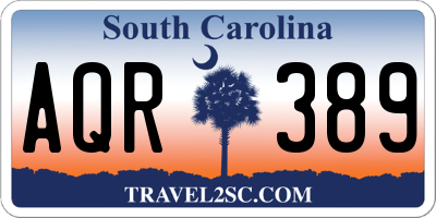 SC license plate AQR389