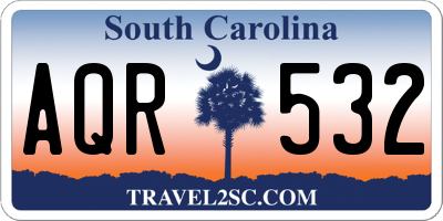 SC license plate AQR532