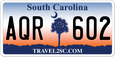 SC license plate AQR602