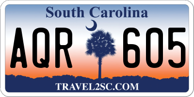 SC license plate AQR605