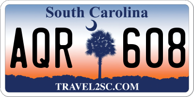 SC license plate AQR608
