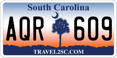 SC license plate AQR609