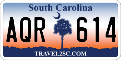 SC license plate AQR614