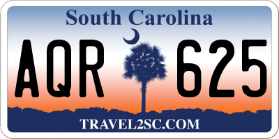 SC license plate AQR625