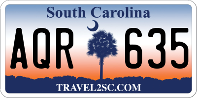 SC license plate AQR635