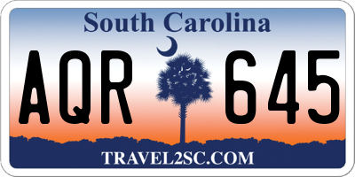 SC license plate AQR645