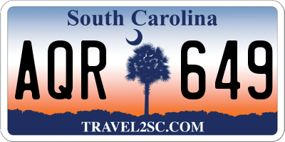 SC license plate AQR649