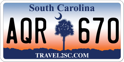 SC license plate AQR670