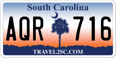 SC license plate AQR716