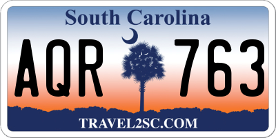 SC license plate AQR763