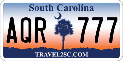 SC license plate AQR777