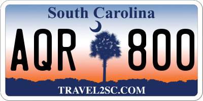 SC license plate AQR800