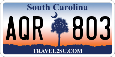 SC license plate AQR803