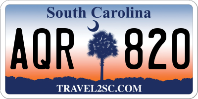 SC license plate AQR820