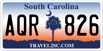 SC license plate AQR826