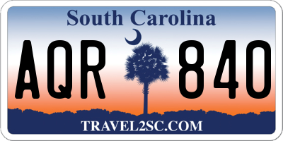 SC license plate AQR840