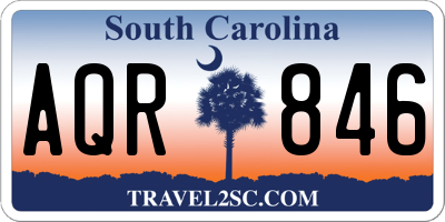 SC license plate AQR846