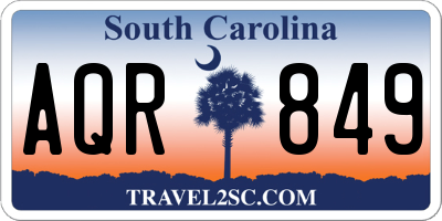 SC license plate AQR849