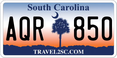 SC license plate AQR850