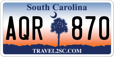 SC license plate AQR870