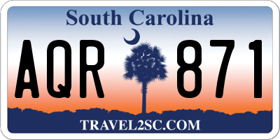SC license plate AQR871