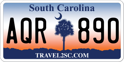 SC license plate AQR890