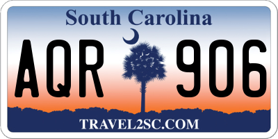 SC license plate AQR906