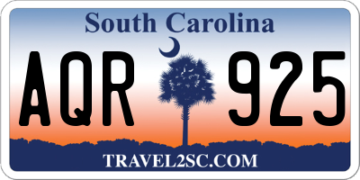 SC license plate AQR925