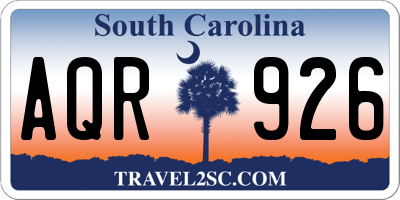 SC license plate AQR926
