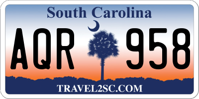 SC license plate AQR958