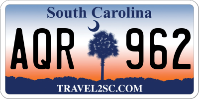 SC license plate AQR962