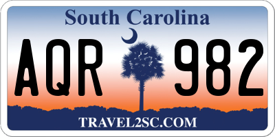 SC license plate AQR982