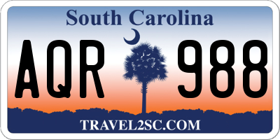 SC license plate AQR988