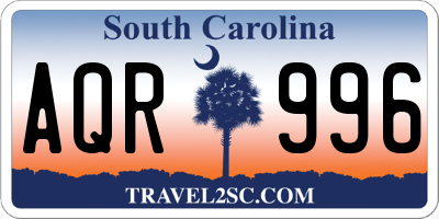 SC license plate AQR996