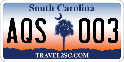SC license plate AQS003