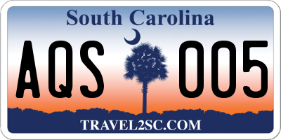 SC license plate AQS005