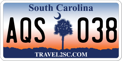 SC license plate AQS038