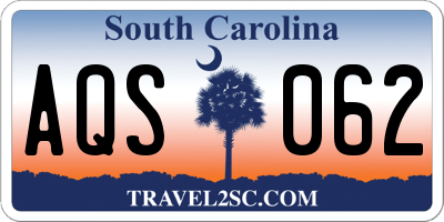 SC license plate AQS062