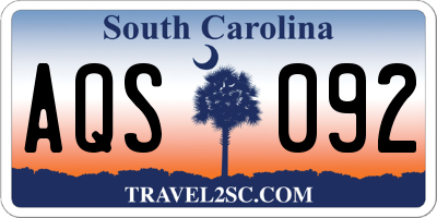 SC license plate AQS092