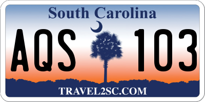 SC license plate AQS103