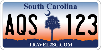 SC license plate AQS123