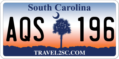 SC license plate AQS196