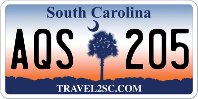 SC license plate AQS205