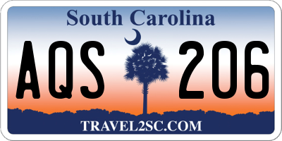 SC license plate AQS206