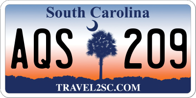 SC license plate AQS209