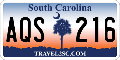 SC license plate AQS216