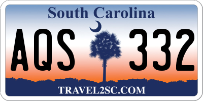 SC license plate AQS332