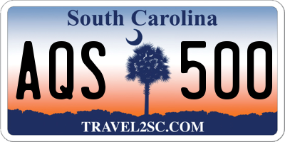 SC license plate AQS500
