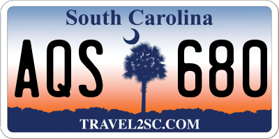 SC license plate AQS680